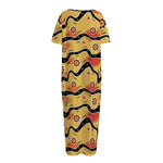 Australian Aboriginal Pattern Print Short Sleeve Long Nightdress