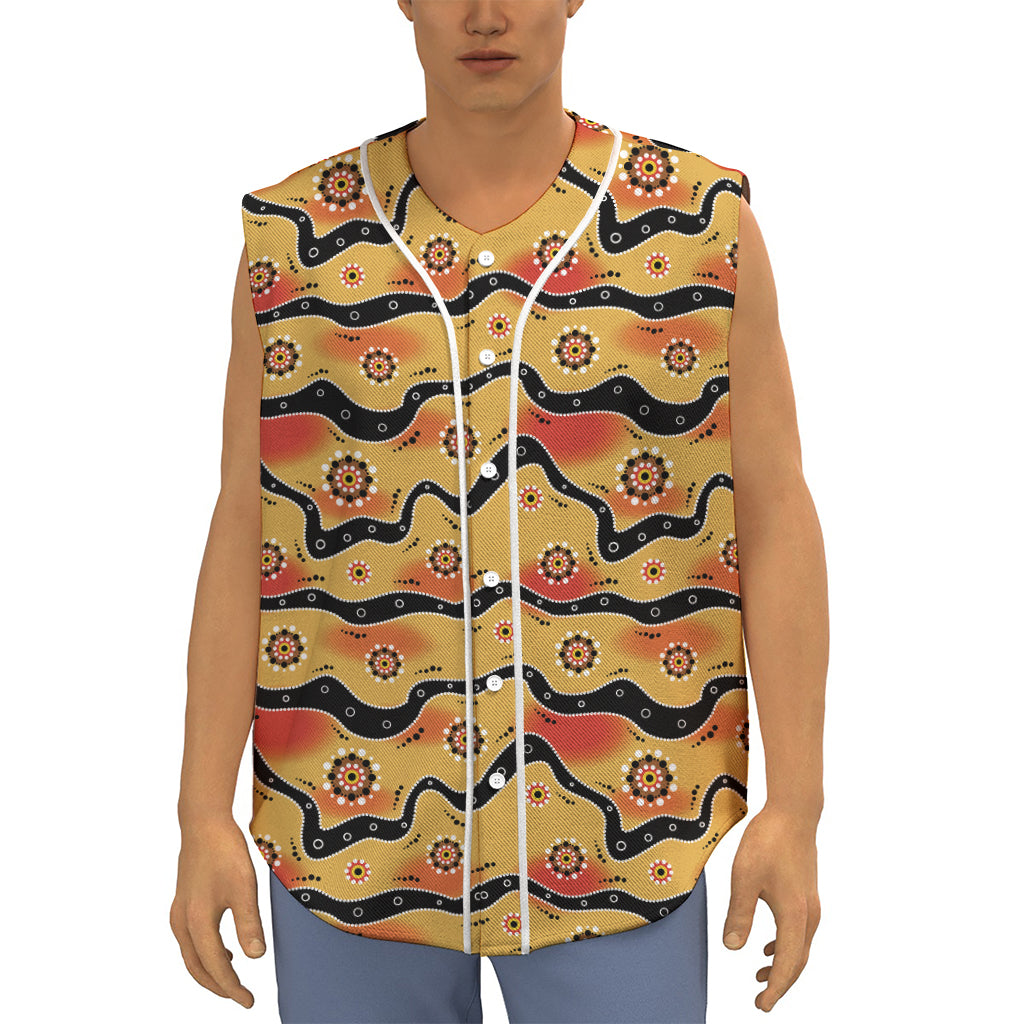 Australian Aboriginal Pattern Print Sleeveless Baseball Jersey