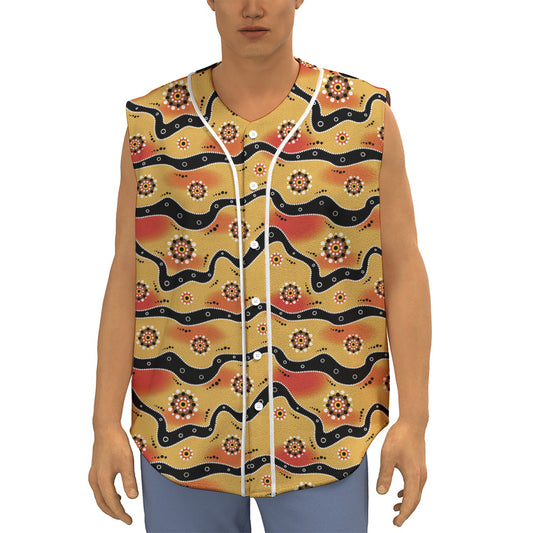 Australian Aboriginal Pattern Print Sleeveless Baseball Jersey