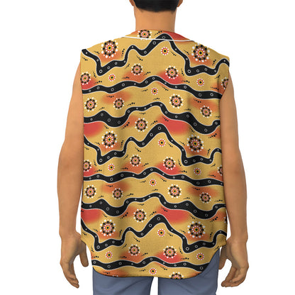 Australian Aboriginal Pattern Print Sleeveless Baseball Jersey