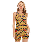 Australian Aboriginal Pattern Print Sleeveless One Piece Swimsuit