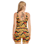 Australian Aboriginal Pattern Print Sleeveless One Piece Swimsuit