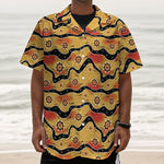 Australian Aboriginal Pattern Print Textured Short Sleeve Shirt
