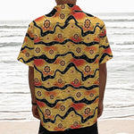Australian Aboriginal Pattern Print Textured Short Sleeve Shirt