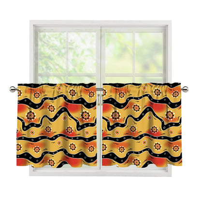 Australian Aboriginal Pattern Print Tier Curtains