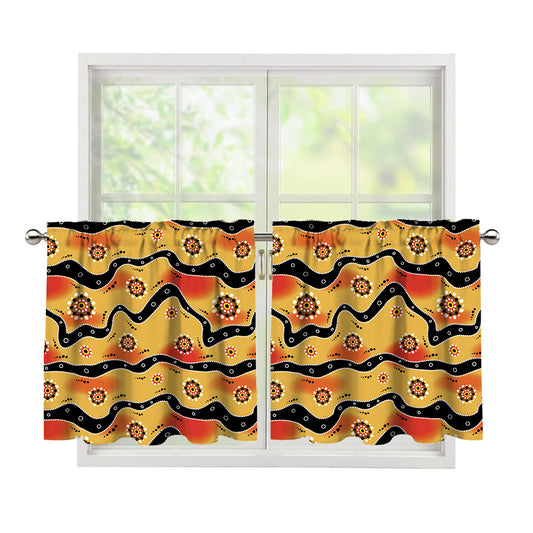 Australian Aboriginal Pattern Print Tier Curtains