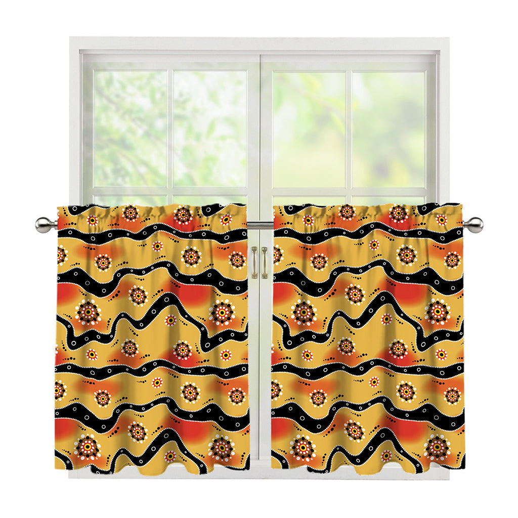 Australian Aboriginal Pattern Print Tier Curtains