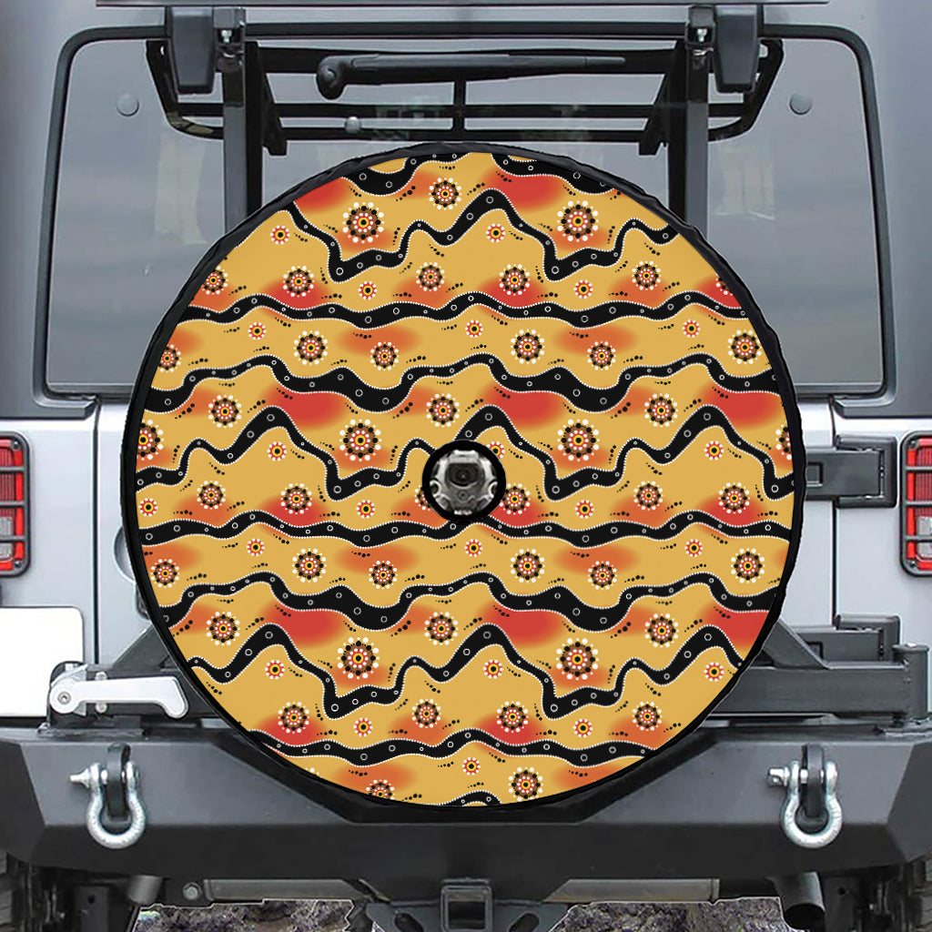 Australian Aboriginal Pattern Print Tire Cover With Camera Hole