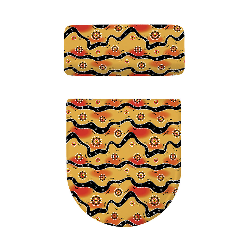 Australian Aboriginal Pattern Print Toilet Lid And Tank Cover Set