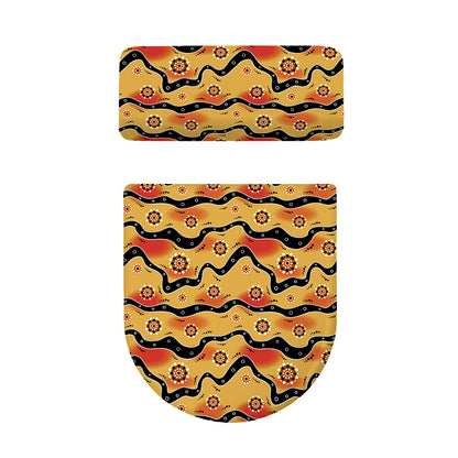 Australian Aboriginal Pattern Print Toilet Lid And Tank Cover Set