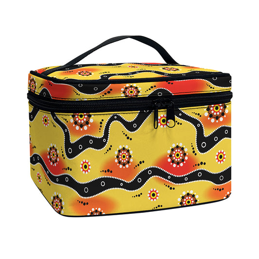 Australian Aboriginal Pattern Print Travel Makeup Bag