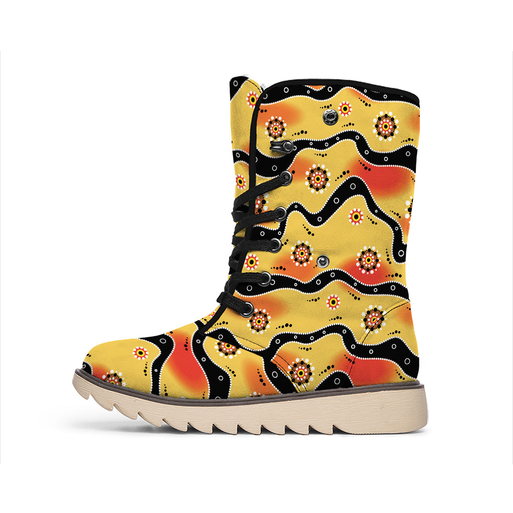 Australian Aboriginal Pattern Print Winter Boots