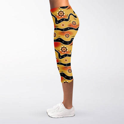 Australian Aboriginal Pattern Print Women's Capri Leggings