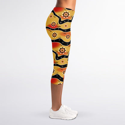 Australian Aboriginal Pattern Print Women's Capri Leggings