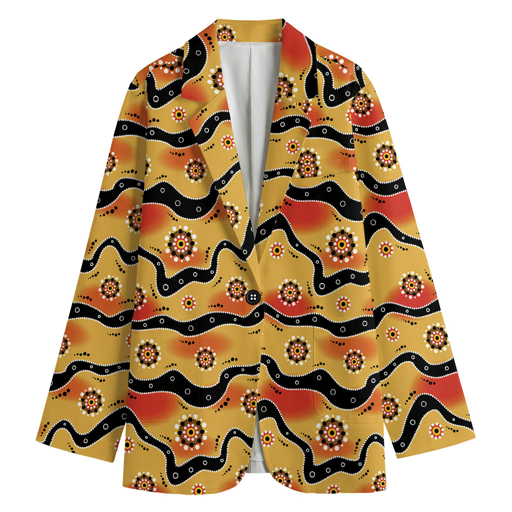 Australian Aboriginal Pattern Print Women's Cotton Blazer