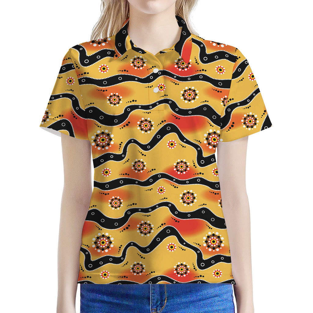 Australian Aboriginal Pattern Print Women's Polo Shirt