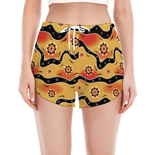 Australian Aboriginal Pattern Print Women's Split Running Shorts