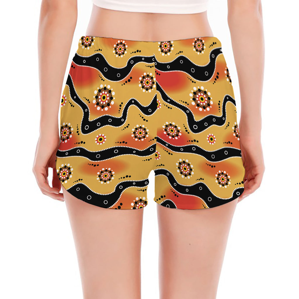 Australian Aboriginal Pattern Print Women's Split Running Shorts