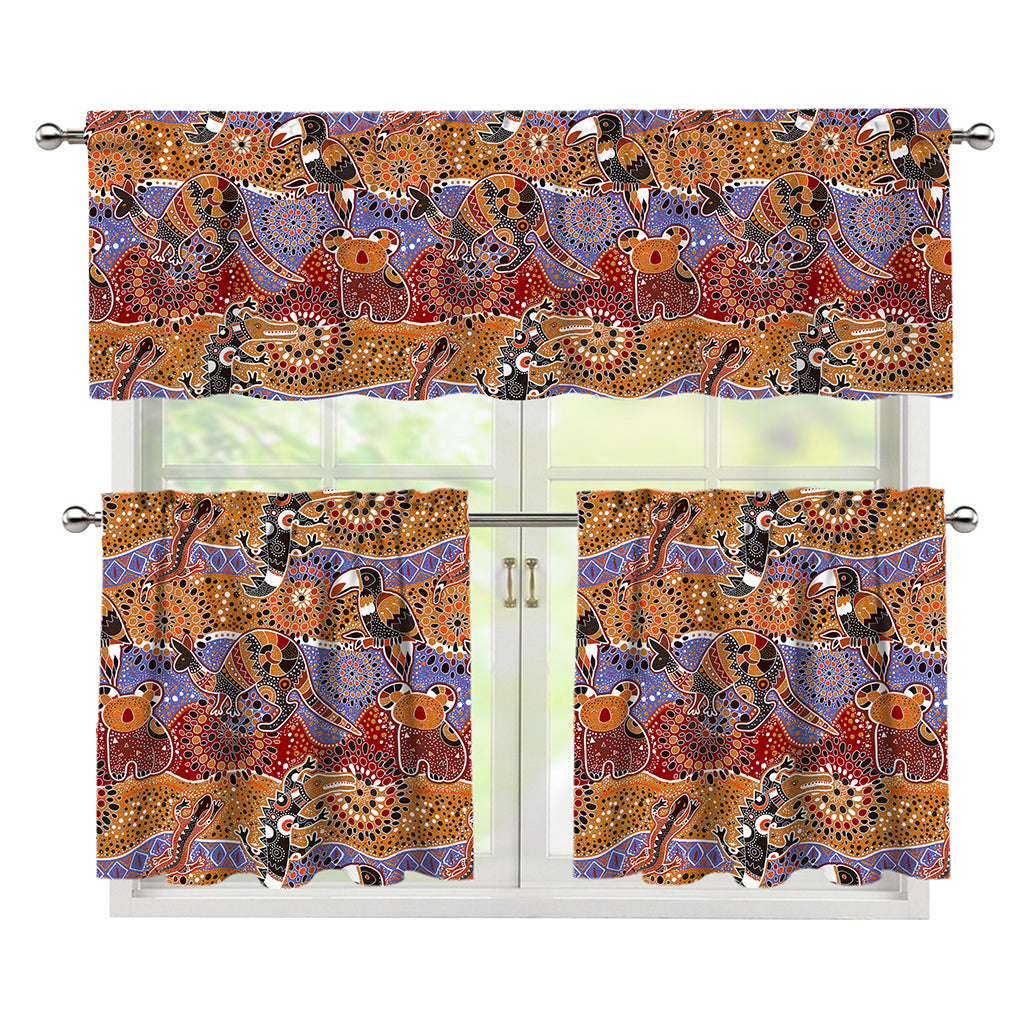 Australian Animals Pattern Print 3 Piece Kitchen Curtains
