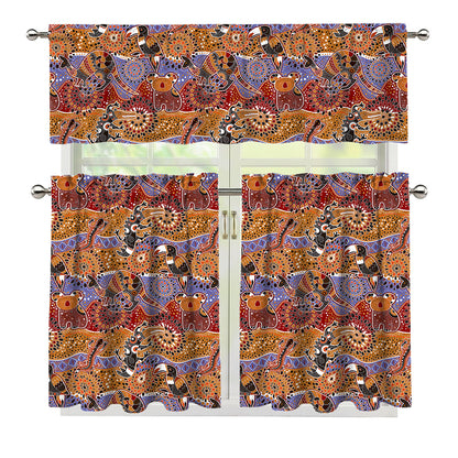 Australian Animals Pattern Print 3 Piece Kitchen Curtains