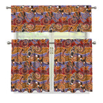 Australian Animals Pattern Print 3 Piece Kitchen Curtains
