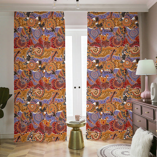 Australian Animals Pattern Print Blackout Pencil Pleat Curtains