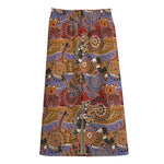 Australian Animals Pattern Print Cotton Front Slit Maxi Skirt