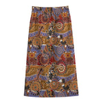 Australian Animals Pattern Print Cotton Front Slit Maxi Skirt