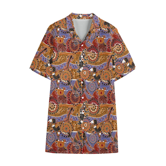 Australian Animals Pattern Print Cotton Hawaiian Shirt