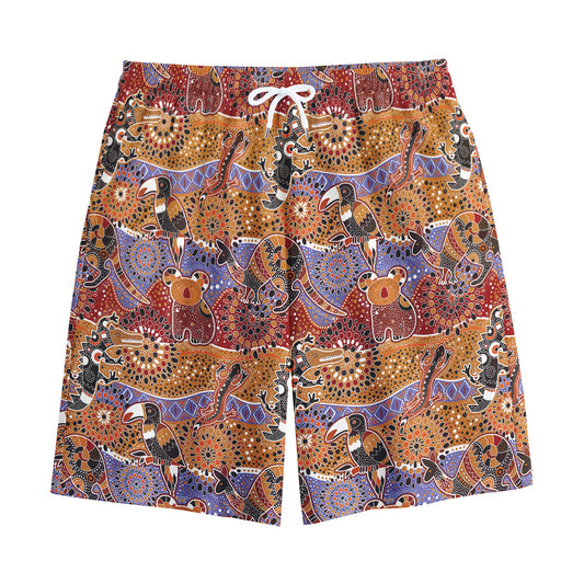 Australian Animals Pattern Print Cotton Shorts