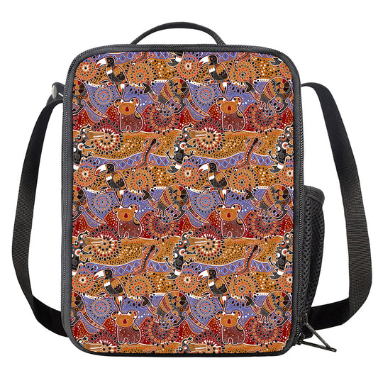 Australian Animals Pattern Print Crossbody Lunch Bag