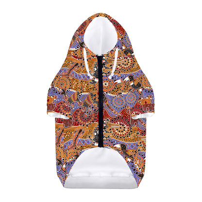 Australian Animals Pattern Print Dog Zip Up Hoodie