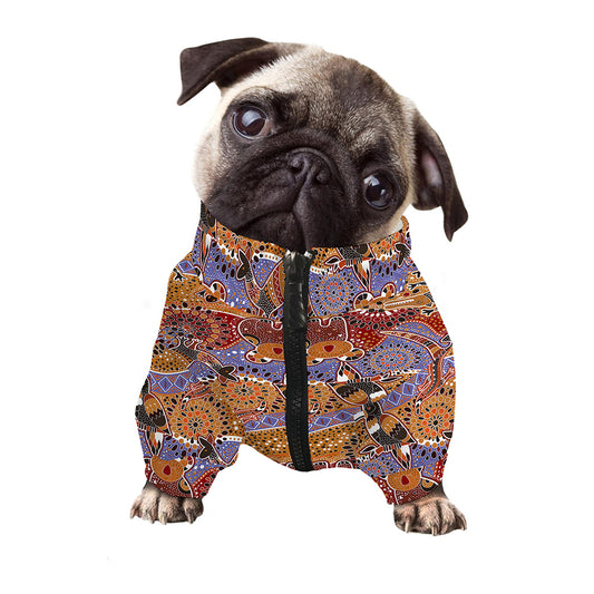 Australian Animals Pattern Print Dog Zip Up Jacket