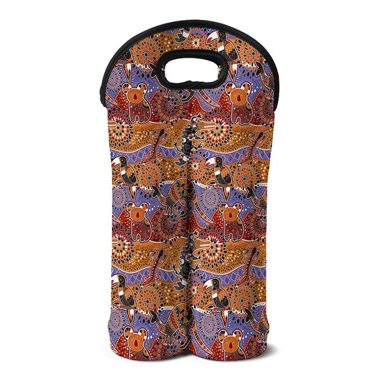 Australian Animals Pattern Print Double Neoprene Wine Tote