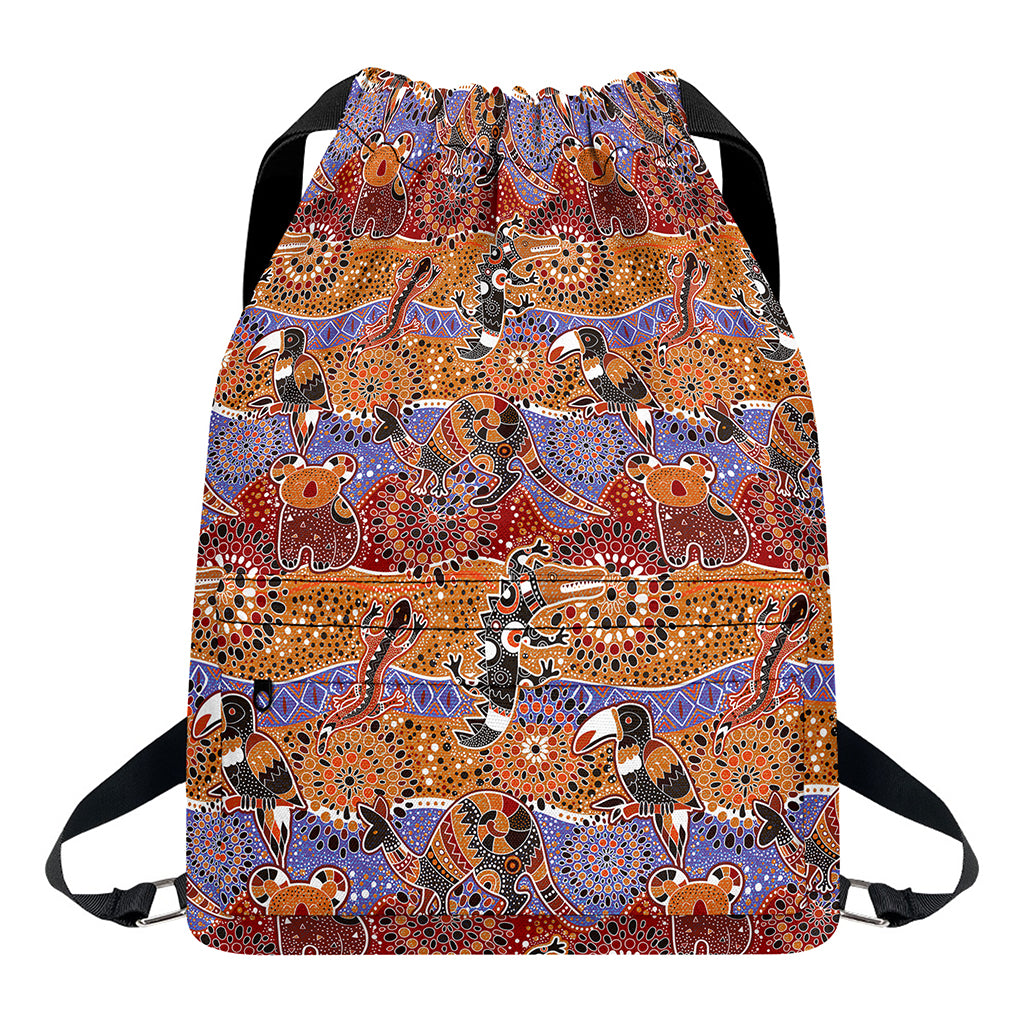 Australian Animals Pattern Print Drawstring Backpack
