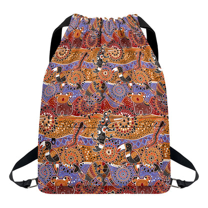 Australian Animals Pattern Print Drawstring Backpack