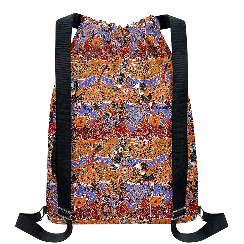 Australian Animals Pattern Print Drawstring Backpack