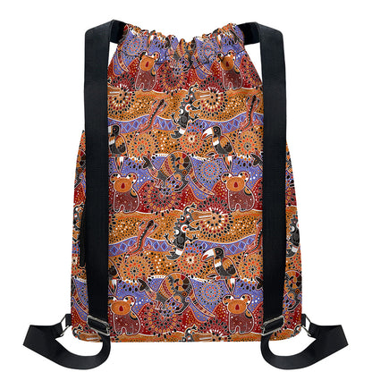 Australian Animals Pattern Print Drawstring Backpack