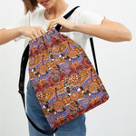 Australian Animals Pattern Print Drawstring Backpack