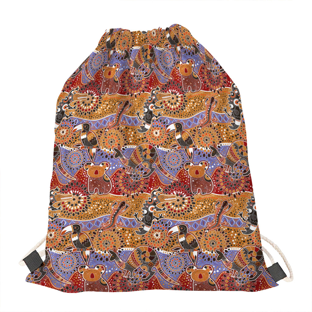 Australian Animals Pattern Print Drawstring Bag