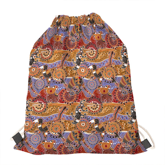 Australian Animals Pattern Print Drawstring Bag