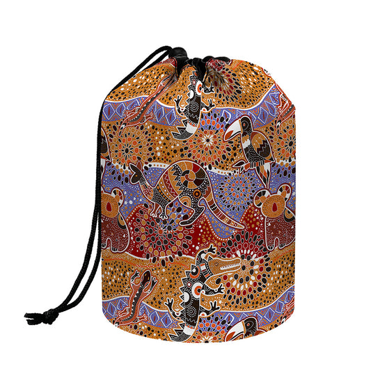 Australian Animals Pattern Print Drawstring Makeup Bag