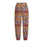 Australian Animals Pattern Print Fleece Lined Knit Pants
