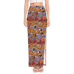 Australian Animals Pattern Print High Slit Maxi Skirt