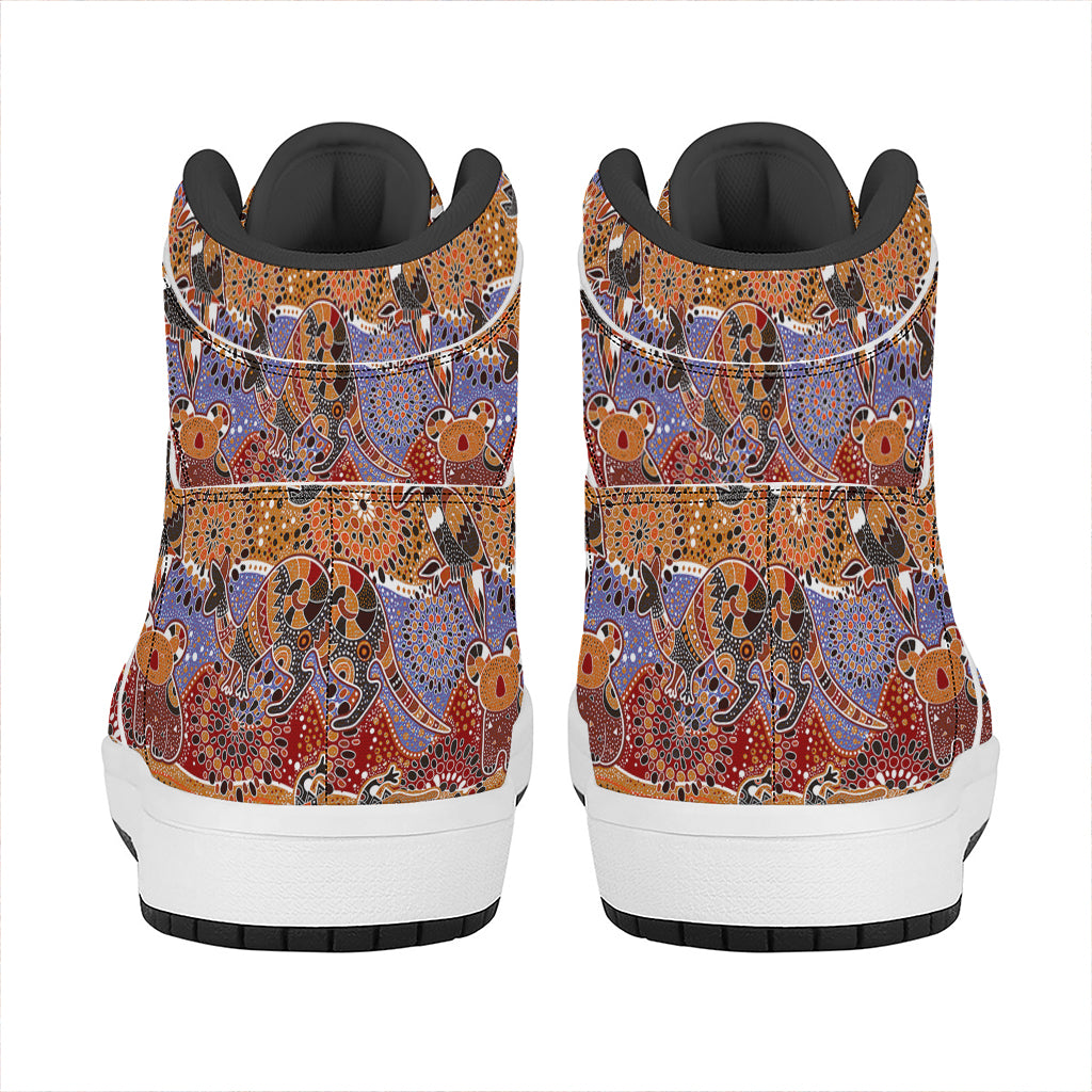 Australian Animals Pattern Print High Top Leather Sneakers