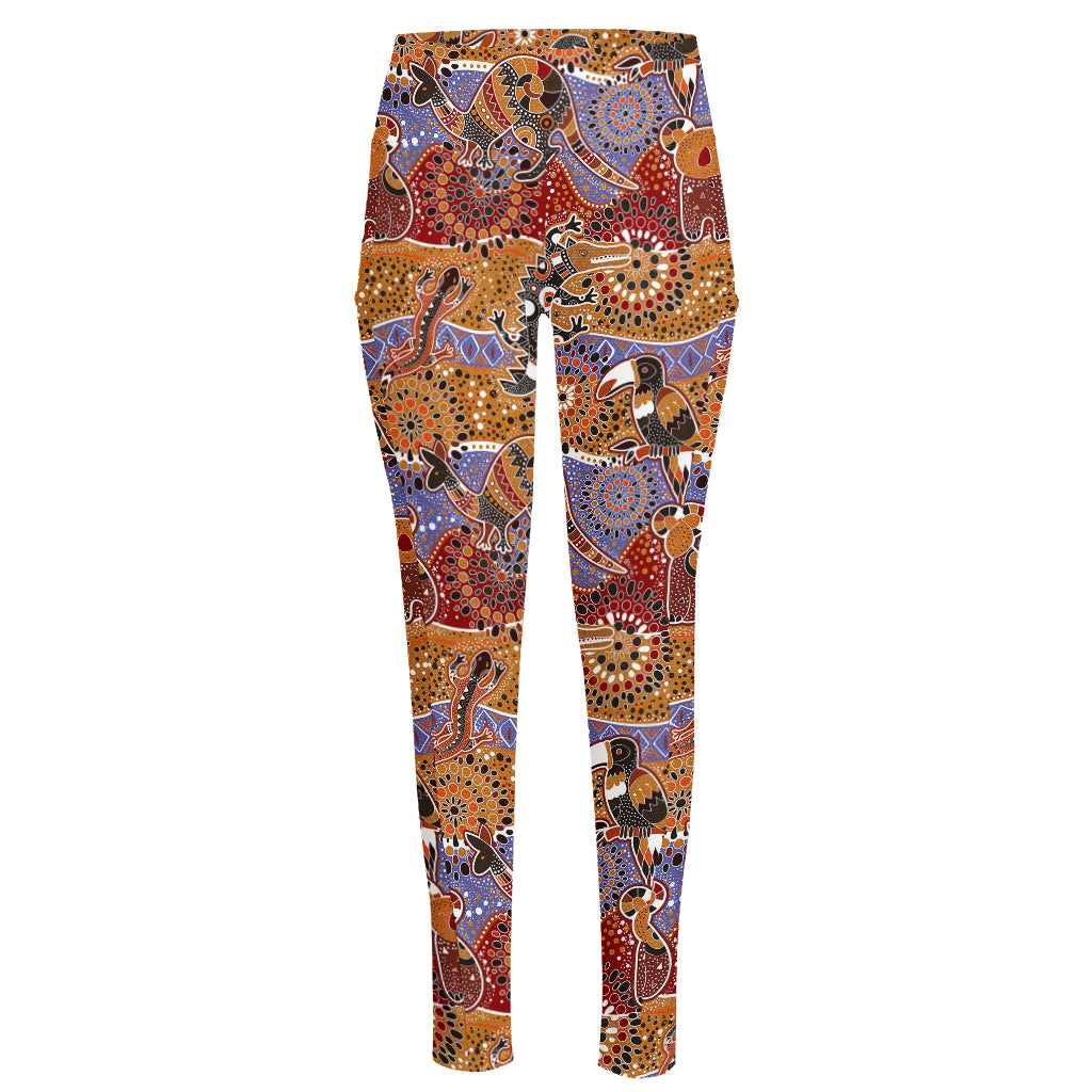 Australian Animals Pattern Print High-Waisted Pocket Leggings
