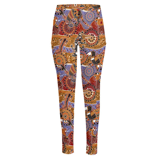 Australian Animals Pattern Print High-Waisted Pocket Leggings