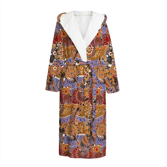 Australian Animals Pattern Print Hooded Bathrobe