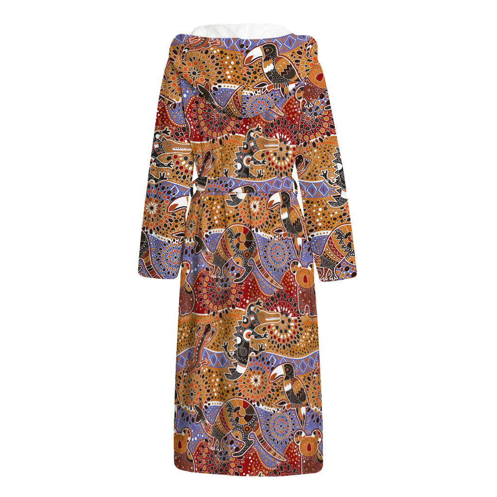 Australian Animals Pattern Print Hooded Bathrobe