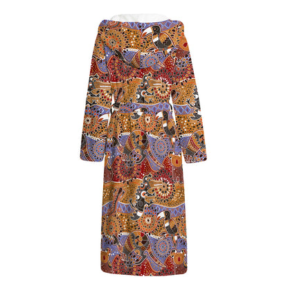 Australian Animals Pattern Print Hooded Bathrobe